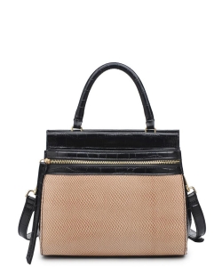 Urban Expressions Piper Satchel Handbag 16764 BLACK/BEIGE